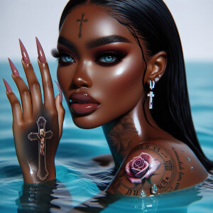 "Create an image of a light-skinned African-American woman with...