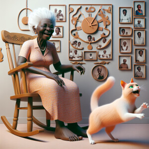 Create a 3-D realistic image there's an light skinned African-A...