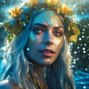 adorable happy female elf fairy water trolls with sparkling univ...