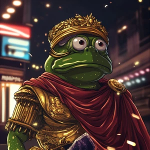 Pepe the Frog in carton style dressed as an ancient Roman empero...