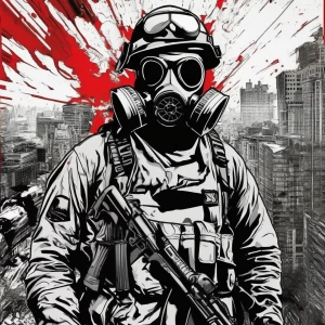 Make a black and white poster with blank areas that looks ripped...