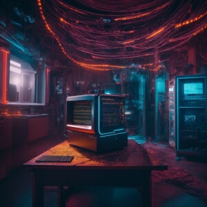 Create a visual representation of a disconnected computer system...