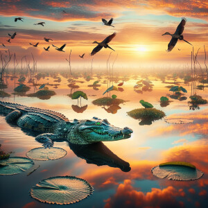 Generate an image of Siamese crocodile in the Tonle sap lake