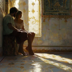 painterly concept art of the two anthropomorphic feet sharing a...