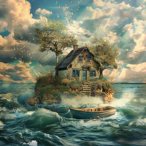Landscape home ocean boat