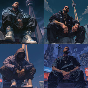 "Drake realistic face wearing Nike outfit in realist style sitti...