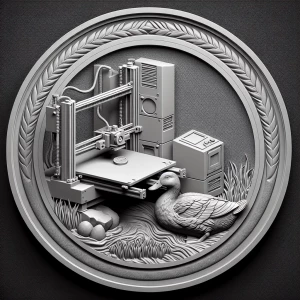 Design a high-contrast grayscale bas relief of a 3d printer with...