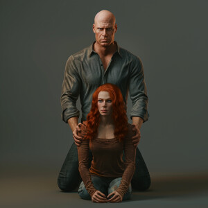A photorealistic high resolution image. Light ginger haired fema...