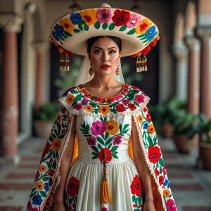hyper realistic photography, look to the front, Mexican bride in...