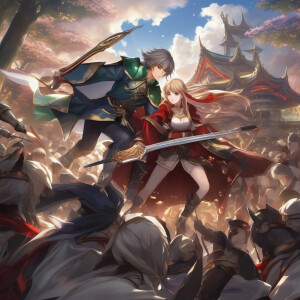 Create an epic scene the battle between elf and human