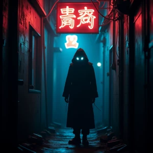 In the eerie depths of a galactic alleyway, a mysterious figure...