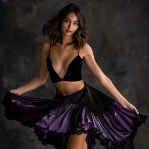 Photo of fair skinned young Latina woman with brunette hair, sli...