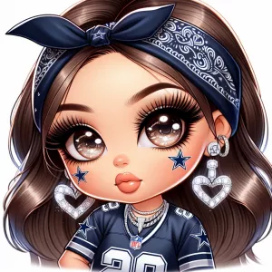 Wearing a Dallas Cowboys Jersey, immaculately designed  highly-d...