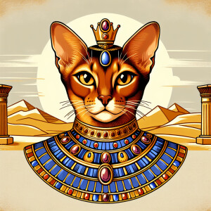 A cat in ancient Egypt dressed like an ancient Egyptian, queen