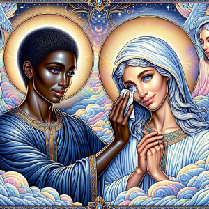Ensure that the image distinctly represents both Jesus Christ an...