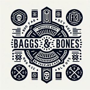 Create a logo incorporating the name "Baggs&Bones" prominently a...