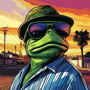 MEME PEPE in GTA art style — — in the style of a Grand Theft Au...