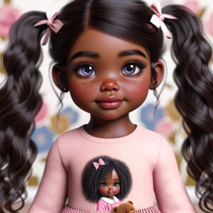 Refine the 3D realistic image of a four-year-old African-America...