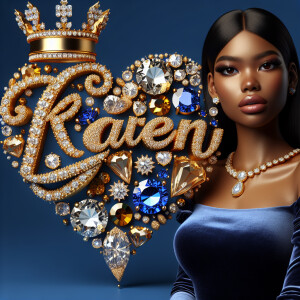 VCraft a 3-D image showcasing the name 'KAREN' in a luxurious go...