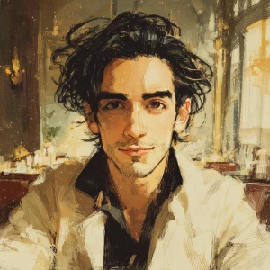 a handsome man, persian, 36 years old, thick eyebrows, long eyel...