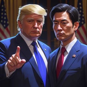 Trump with Kim in gta art style
