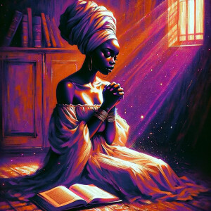 A contemporary art-style painting of an African American woman a...