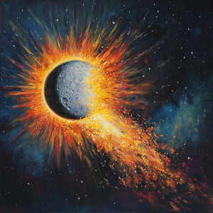 A fantastical celestial event depicting a rare sight of the sun...