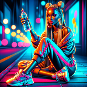 Oil painting brown skin tone complexion woman sitting on the sid...