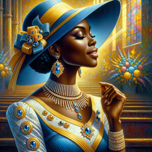 A spiritually enriching illustration portrays an African America...