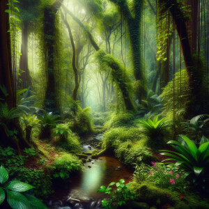 Lugar colorido lleno de paz en la jungla