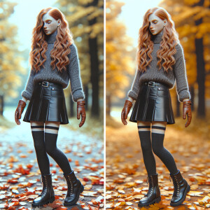 Photorealistic image. Beautiful long ginger haired, pale skin, f...