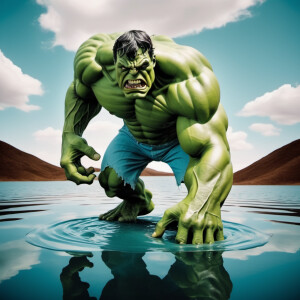 A melting Hulk, Salvador Dali style