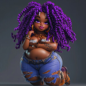 create a  ultra high resolution 3D beautiful African American fe...