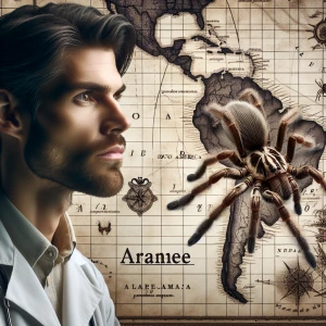 Create an image featuring a american male archaeologist examinin...