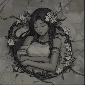 A girl with a whip of orchids and thorns --sref 5