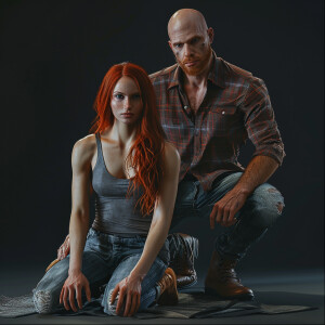A photorealistic high resolution image. Light ginger haired fema...