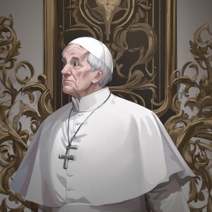 Pope in a stylish white down jacket