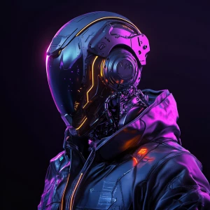 PROMPT: Humanoid [highlydetailed robot] wearing jacket, facing l...