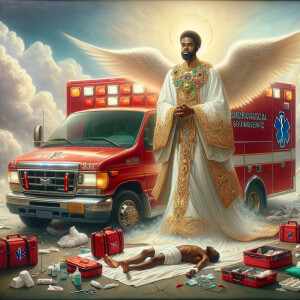 Create a realistic 3D oil painting depicting a scene of emergenc...