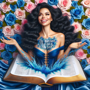 Create an image of an ultra-light-skinned African-American woman...