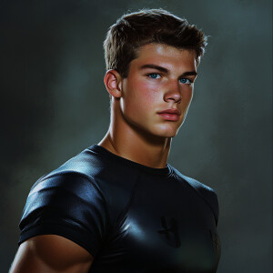 Craft a high-resolution, photorealistic image of a young 18-year...