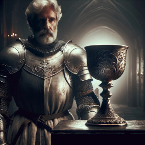 Old knight guarding the holy grail