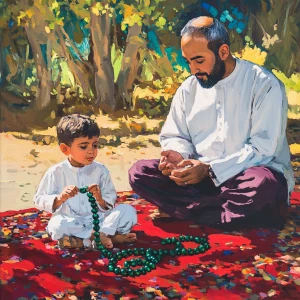 Prompt 4 (Teaching Scene Close-Up):
“Close-up of a loving Muslim...