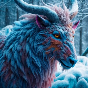 Create a 3D, ultra-high-definition 8K image of a mythical beast...