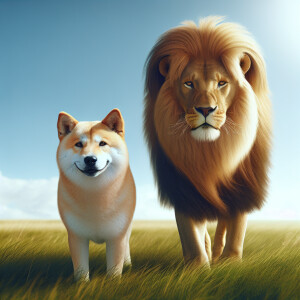 Dog with lion walking