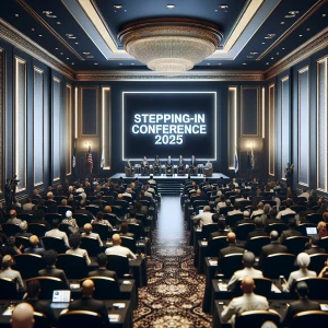 draw a hotel conference room filled with about 200  business men...