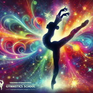 Digital image of a female gymnast black silhouette with only 2 a...