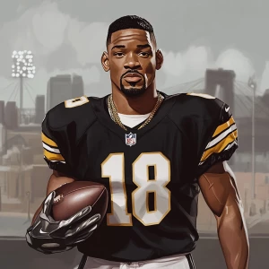 Will Smith as NFL player, in GTA art style.