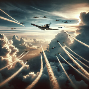 Истребители времен Второй Мировой войны в воздушной бою