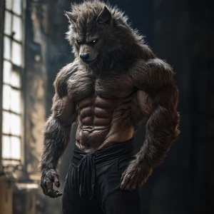 Lycan hairymuscles showing off full body view